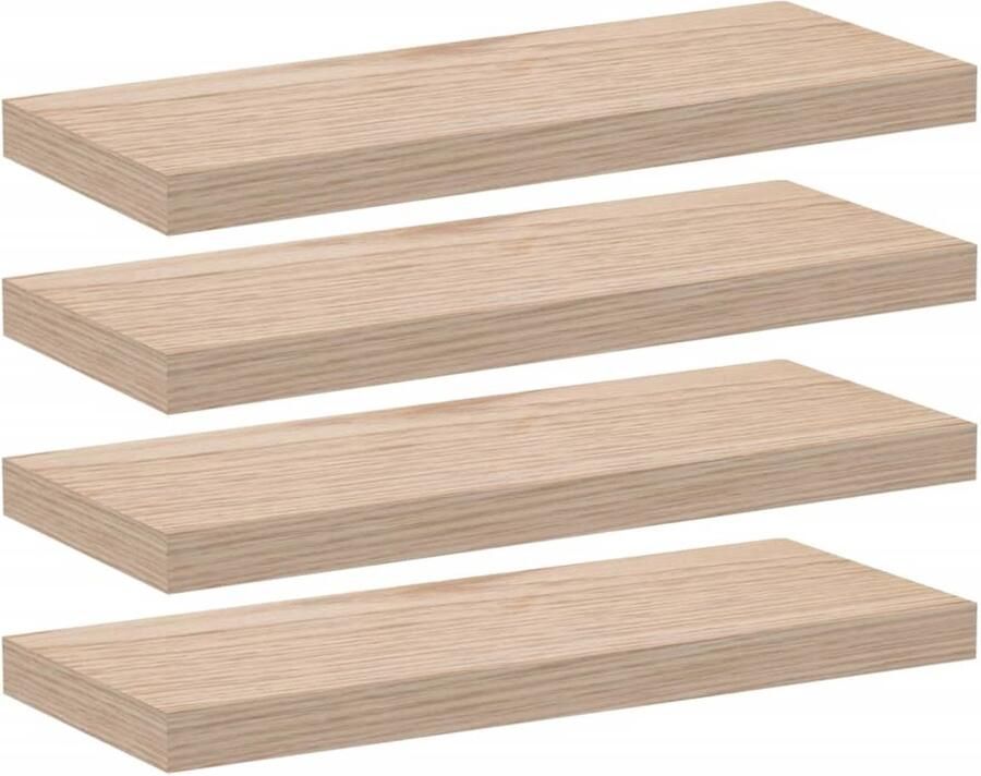 The Living Store Wandschapppen 4 st 60x23 5x4 cm bewerkt hout Zwevende Wanden Wandplank Houten Wandplank Designwandplank Opbergschapsystemen