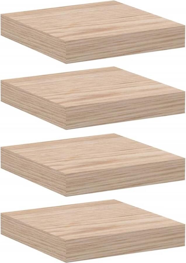VidaXL Houten Wandplanken Zwevende Wandplanken Wandschappen 4 st 23x23 5x4 cm bewerkt hout Wanddecoratie Opbergsystemen Livingaccessoires
