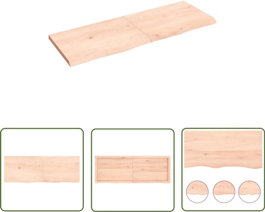 The Living Store Wandschap 140x50x(2-4) cm onbehandeld massief eikenhout Wandplank Houten Plank Eikenhout Vintage Wanddecoratie Ruime Opslagoplossing