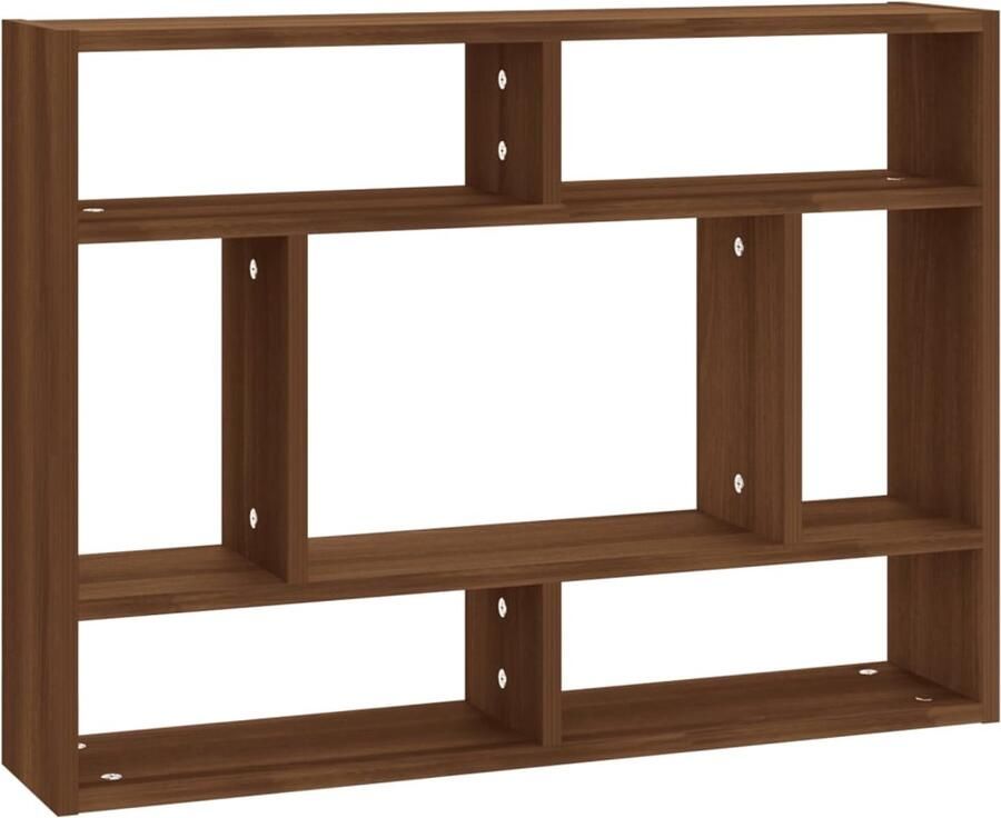 The Living Store Wandschap 75x16x55 cm bewerkt hout bruin eikenkleur Wanddecoratie Wandplank Houten Plank Bergruimte Opslagoplossing