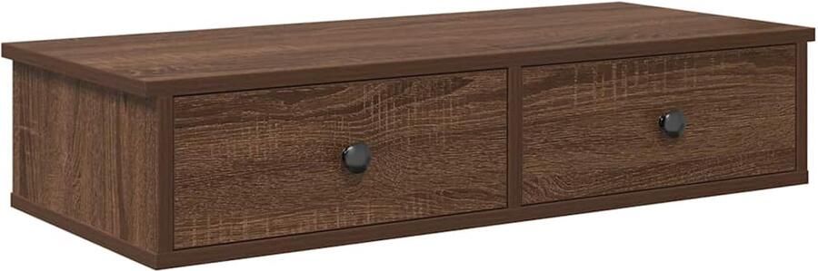 VidaXL Wandschap met lades 80x31x17 cm bewerkt hout bruin eikenkleurig Wandrek Houten Wandrek Opbergvak Bergruimte Salontafel