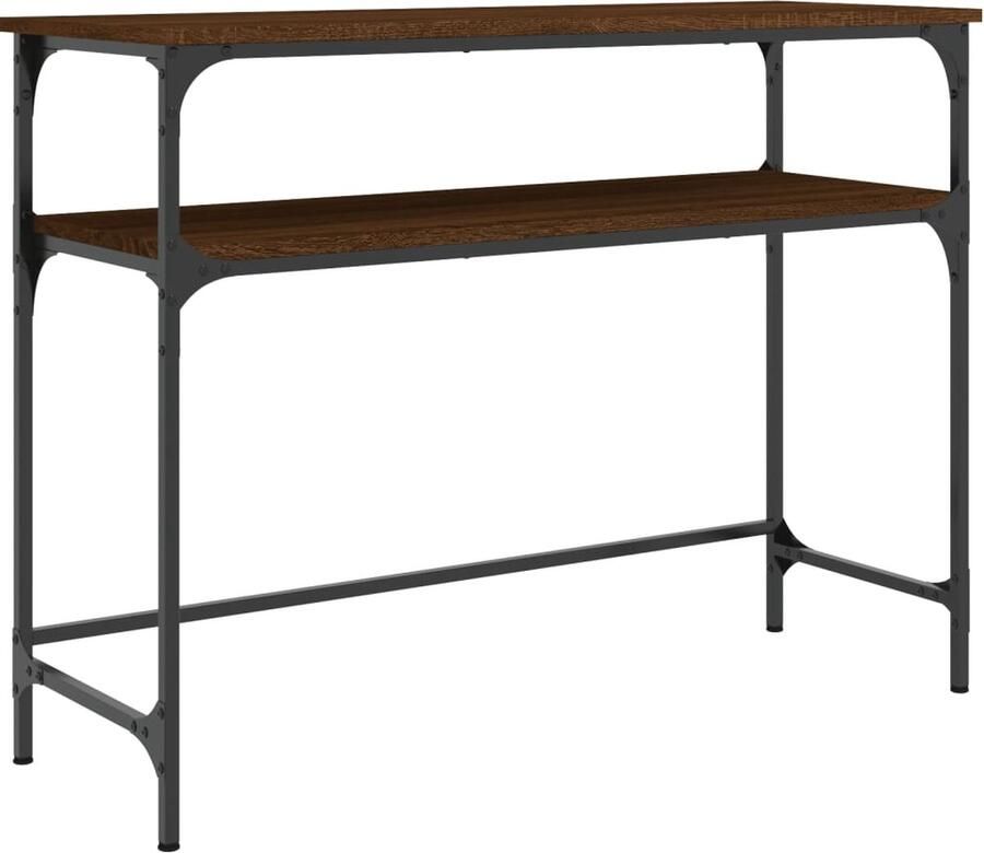 The Living Store Wandtafel 100x35 5x75 cm bewerkt hout bruin eikenkleur Wandtafel Houten Tafel Entreetafel Vintage Tafel Industrieel Design