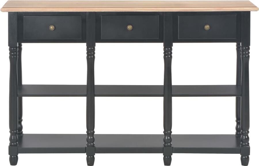 The Living Store Wandtafel 110x30x76 cm bewerkt hout zwart Wandtafel Opbergkast Houten Kast Tv Stand Entryway Furniture