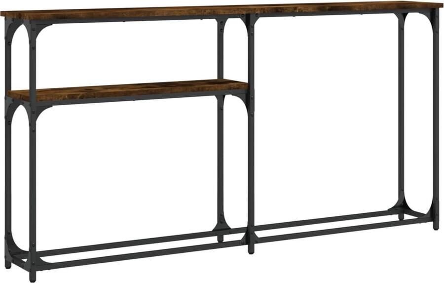 The Living Store Wandtafel 145x22 5x75 cm bewerkt hout gerookt eikenkleurig Wandtafel Industrieel Industriële Wandtafel Houten Wandtafel Bruine Wandtafel Vintage Wandtafel