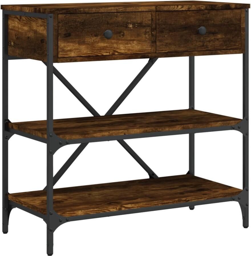 VidaXL Wandtafel 75x34 5x75 cm bewerkt hout gerookt eikenkleurig Wandtafel Houten Wandtafel Vintage Wandtafel Industrieel Wandtafel Salontafel