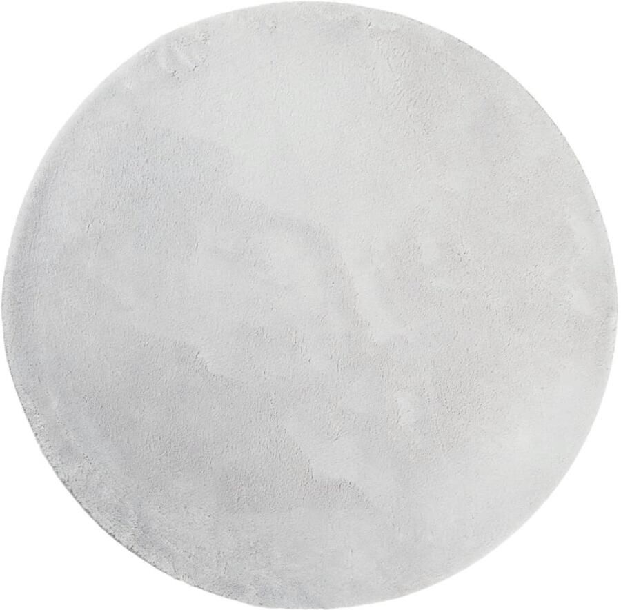 VidaXL Vloerkleed HUARTE Grijs Ø100 cm Wasbaar Vloerkleed Rond Tapijt Huiskleed Wollen Vloerkleed Anti Slip Mat