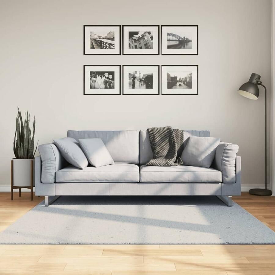 The Living Store HUARTE Vloerkleed 160 x 160 cm Blauw Polyester 18 mm pole eco-friendly Vloerkleed Huarte Blauw Vloerkleed Polyester Vloerkleed Ronde Vloerkleed