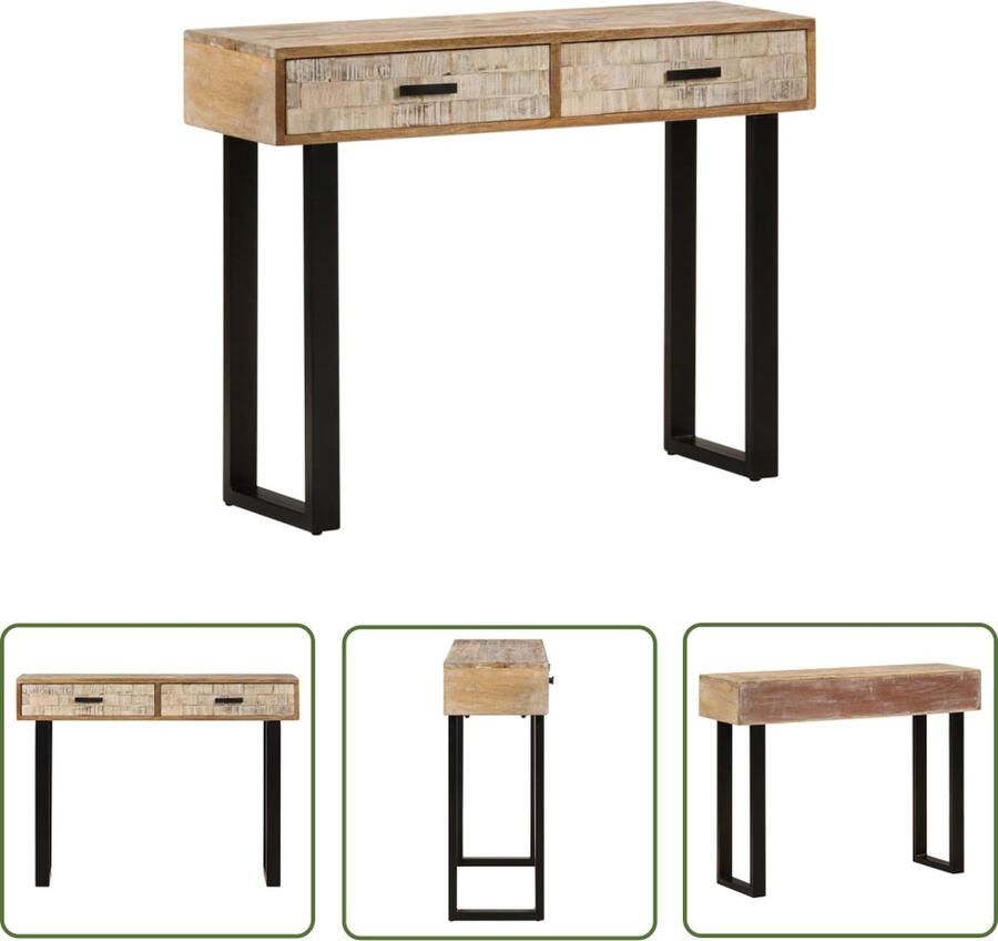 The Living Store Consoletafel IndustriÃle Stijl 100 x 30 x 75 cm Bruin Consoletafel Industrieel Wandtafel Salontafel Bijzettafel - Foto 3