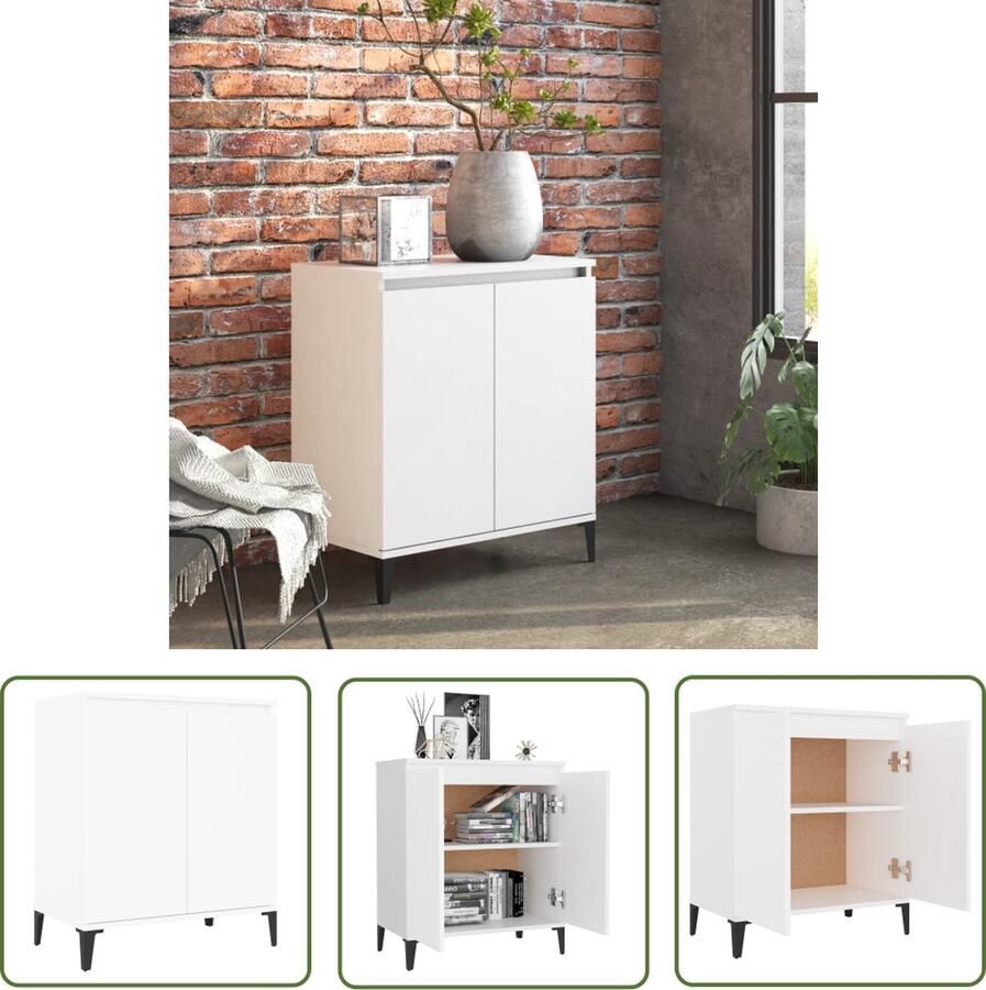 The Living Store Dressoir 60x35x70 cm bewerkt hout wit Dressoir Industrieel Design Houten Dressoir Wit Dressoir Opbergkast