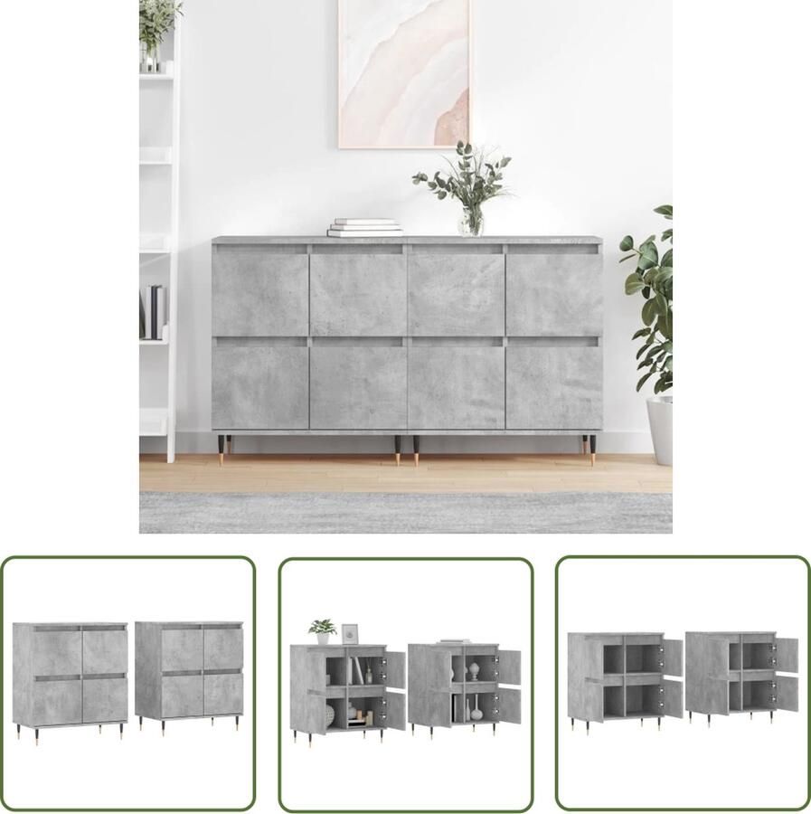 The Living Store Dressoir Betongrijs 120 x 35 x 70 cm Duurzaam materiaal Voldoende opbergruimte Display functie Montage vereist