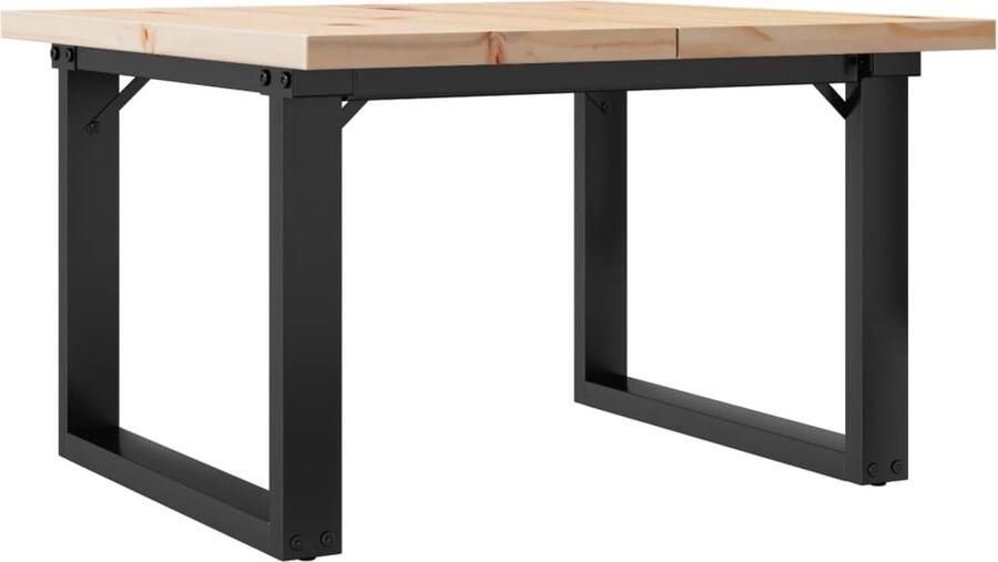 VidaXL Salontafel O-frame 70x70x40 5 cm grenenhout en staal Salontafel Industrieel Design Grenenhout Gietijzeren Frame Bruine Salontafel