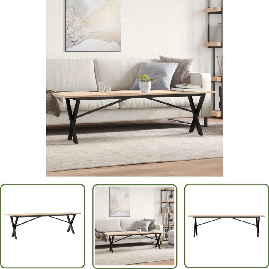 VidaXL Salontafel X-frame 160x40x45 cm massief grenenhout en staal Salontafel Industrieel Design Grenenhouten Tafel Gietijzeren Tafel X-frame Tafel