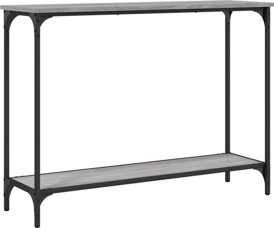 The Living Store Wandtafel 101x30 5x75 cm bewerkt hout grijs sonoma eikenkleurig Wandtafel Industrieel Design Grijze Tafel Houten Tafel Bijzettafel