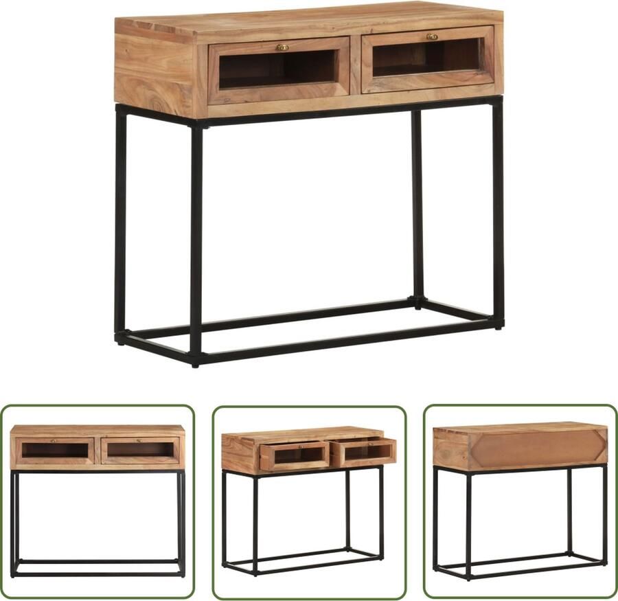 The Living Store Wandtafel Massief Acaciahout 90 x 35 x 76 cm Industrieel design Wandtafel Industrieel Design Acacia Hout Salontafel Bijzettafel