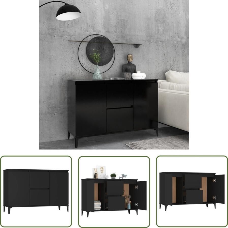 The Living Store Dressoir 104x35x70 cm bewerkt hout zwart Industriele Meubels Bijzettafels Tv-meubel Salontafel Kasten