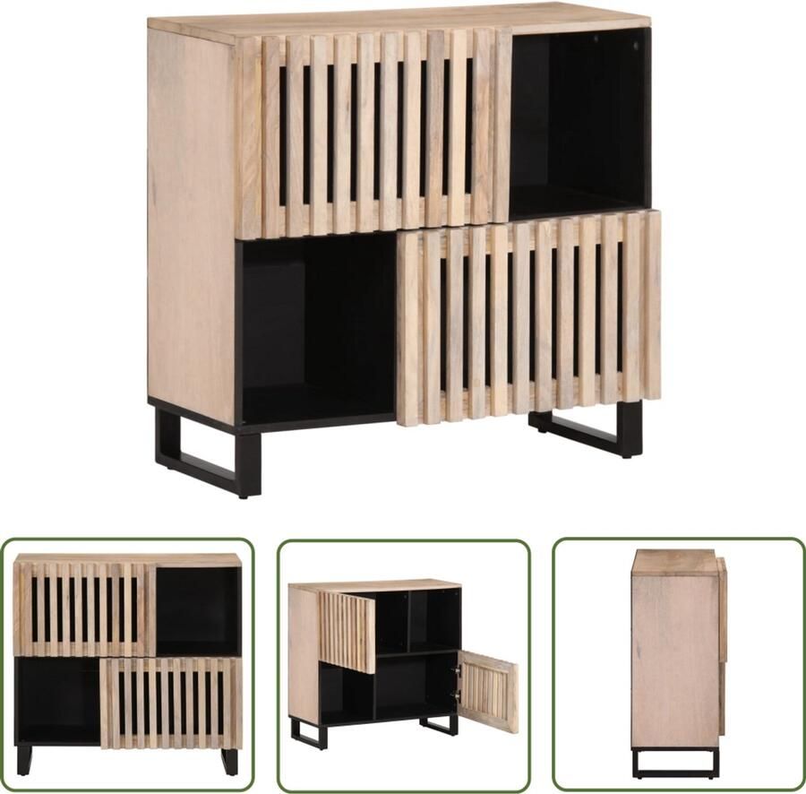 The Living Store Dressoir 80x34x75 cm massief mangohout Dressoir Industrieel Dressoir Mangohouten Dressoir Vintage Dressoir Salontafel