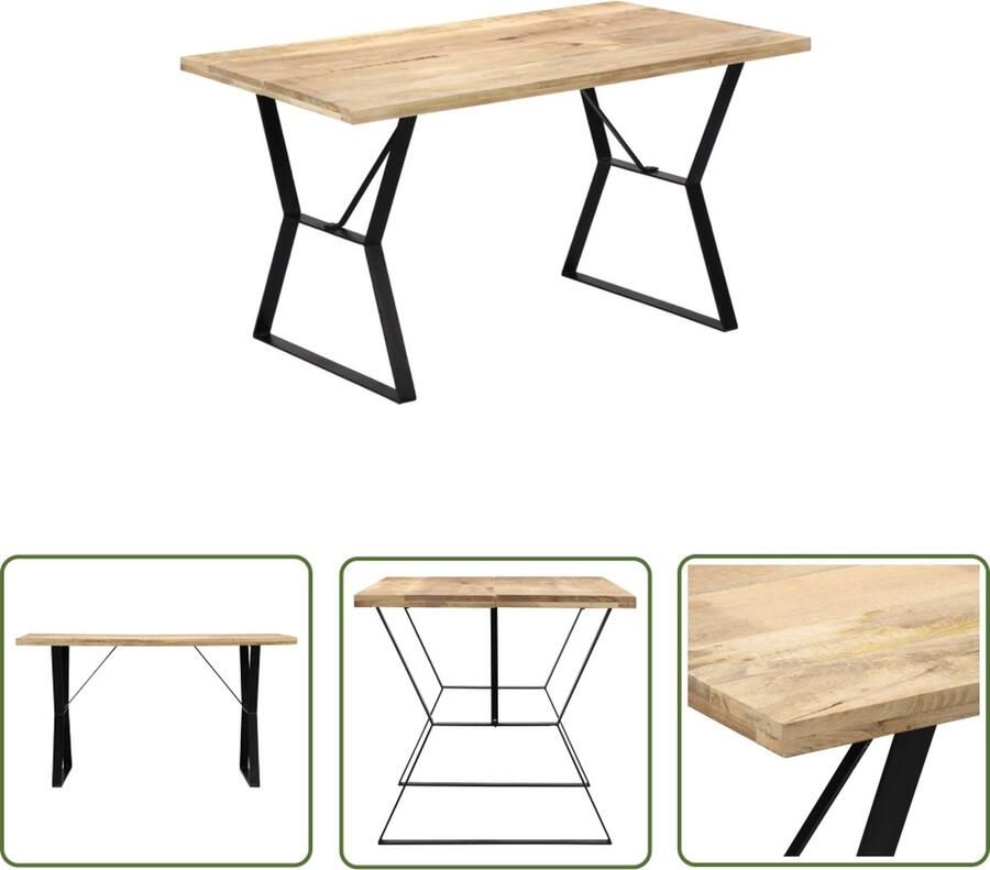 The Living Store Eettafel IndustriÃle Stijl Eetkamertafel 140 x 80 x 76 cm Massief Mangohout Gepoedercoat IJzer Eetkamertafel Industrieel Mangohout Salontafel Meubilair
