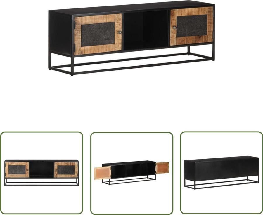 VidaXL Tv-meubel 120x30x40 cm ruw mangohout Televisiemeubel Industrieel Meubilair Mangohouten Meubelen Salontafel Woonaccessoires TV Stand Ruwe Houtlook Vintage Meubil