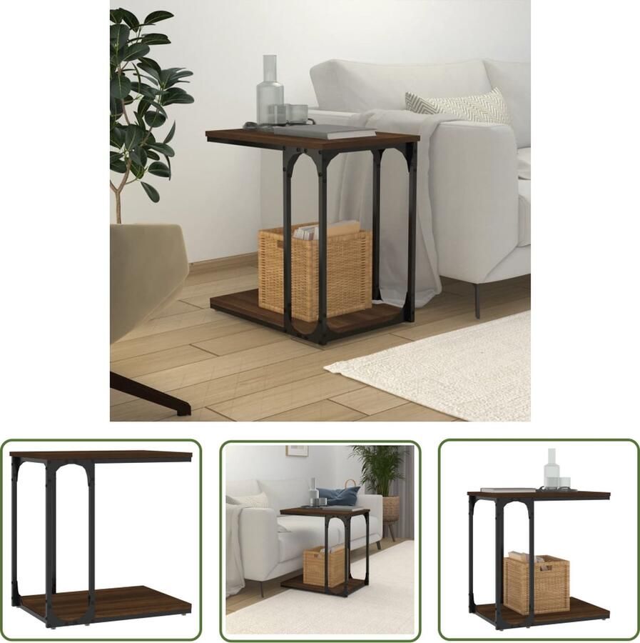 The Living Store Bijzettafel Industrieel Tafel 50 x 35 x 52 cm Bruineiken Bijzettafel Industriele Meubels Houten Bijzet Tafels Bruine Meubels Salontafel - Foto 2