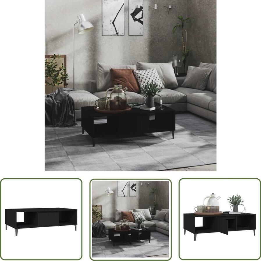 The Living Store Salontafel IndustriÃle Stijl 103.5 x 60 x 35 cm Zwart Salontafel Industriële Salontafel Zwarte Salontafel Houten Salontafel Tv Tafellaar