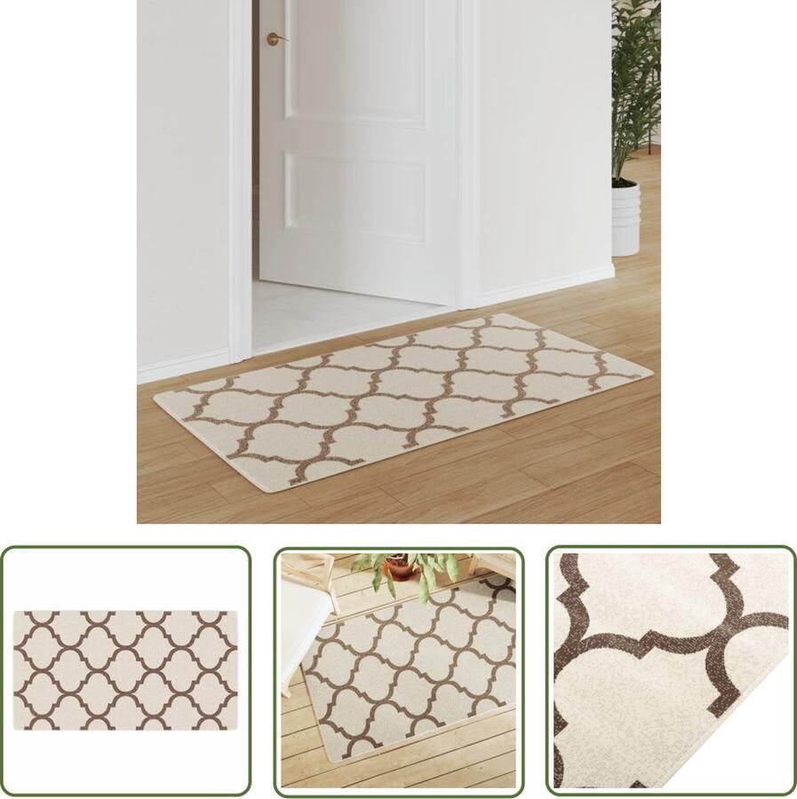 The Living Store Vloerkleed voor binnen buiten laagpolig 80x150 cm meerkleurig Vloerkleed Interieur Design Arabische Stijl Outdoor Tapijten Tapijt Bruin