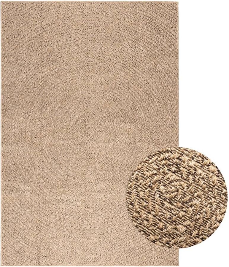 The Living Store Buitentapijt Jute-look 140x200 cm PP-materiaal Uv-bestendig Rond design Buitentapijt Jute Look Outdoor Tapijt Patio Tapijt Balkontapijt - Foto 4