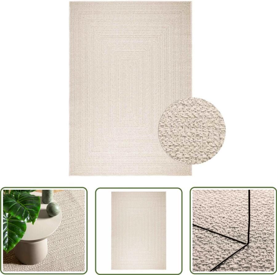 The Living Store Vloerkleed ZIZUR room binnen en buiten 200x290 cm jute look Vloerkleed Jute Look Outdoor Tapijten Patio Dekking Teras Tapijt