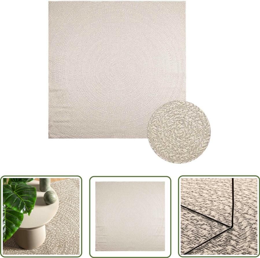 VidaXL Vloerkleed ZIZUR room binnen en buiten 240x240 cm jute look Vloerkleed Jute Look Outdoor Tapijten Binnentapijt Patio Dekking