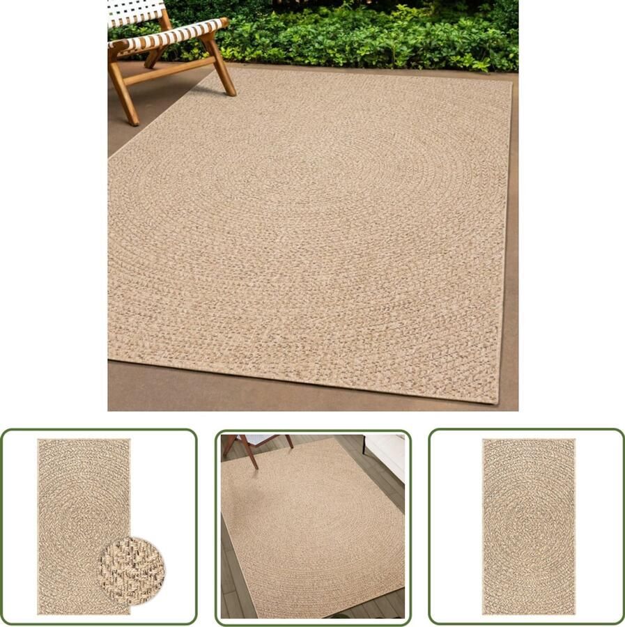 The Living Store Vloerkleed ZIZUR binnen en buiten 60x110 cm jute look Buiten Tapijt Juten Look Polypropyleen Terras Tapijt Balkon Tapijt
