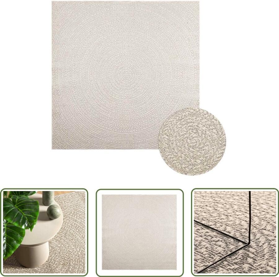 VidaXL Kamerdecoratie Vloerkleden Vloerkleed ZIZUR room binnen en buiten 200x200 cm jute look Tapijten Woonaccessoires Jute Look