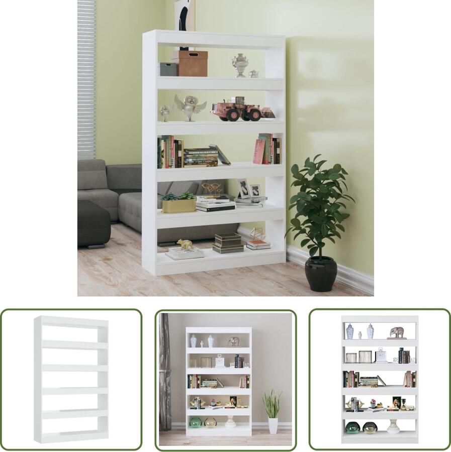 The Living Store Boekenkast kamerscherm 100x30x166 cm hoogglans wit Boekenkast Kamermeubilair Witte Boekenkast Boekenplank Opslagmogelijkheden - Foto 2