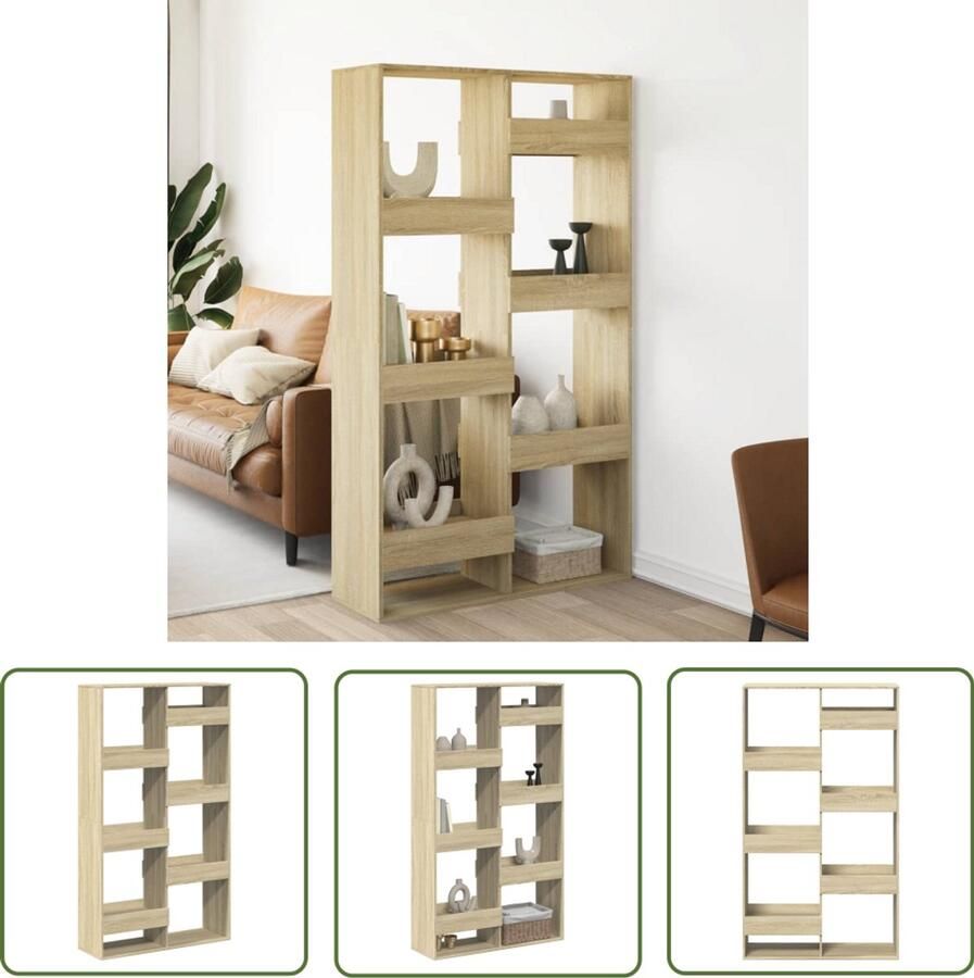 The Living Store Kamerscherm 100x33x175 cm bewerkt hout sonoma eikenkleurig Kamerscherm Kamerscheiding Houten Kast Opslagruimte Bibliotheek