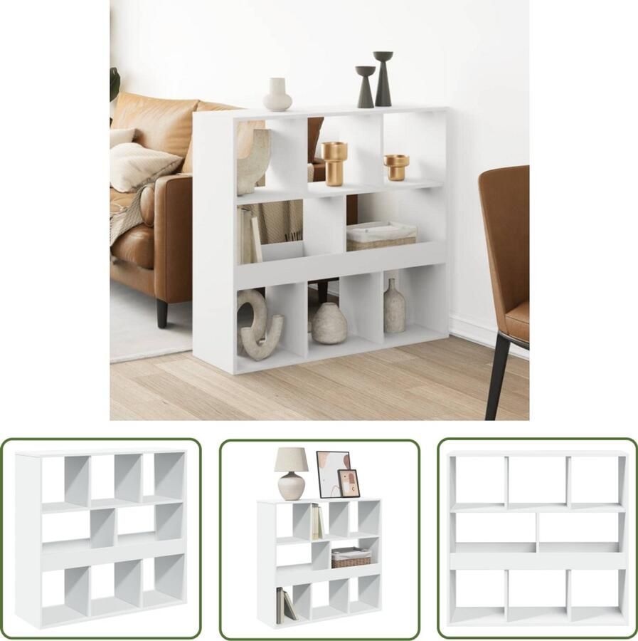 The Living Store Kamerscherm 100x33x94 5 cm bewerkt hout wit Boekenkast Kamerscherm Houten Kast Opbergkast Vintage Design