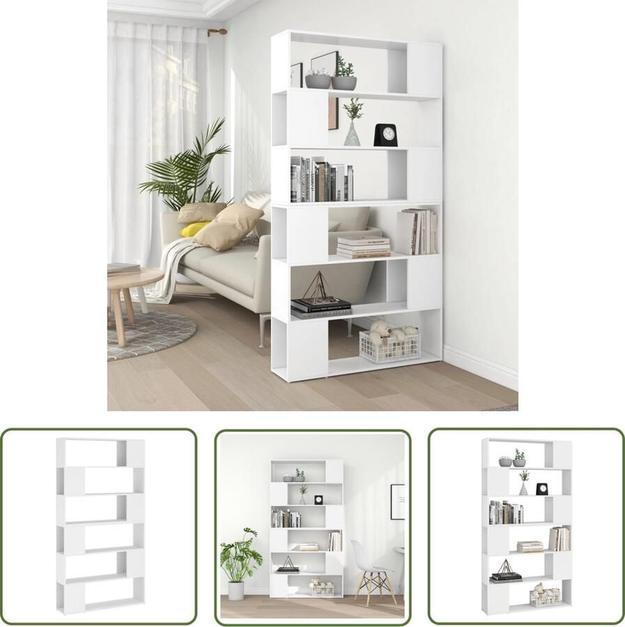 The Living Store Boekenkast Kamerscherm 100 x 24 x 188 cm Wit Boekenkast Kamerscherm Houten Boekenkast Wit Meubilair Opslagmeubel - Foto 2