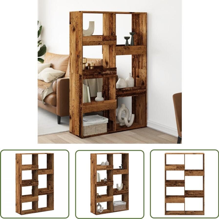 The Living Store Kamerscherm 100x33x155 5 cm bewerkt hout oud houtkleurig Kamerscherm Kamervoordeur Houten Kast Opslagruimte Bibliotheek