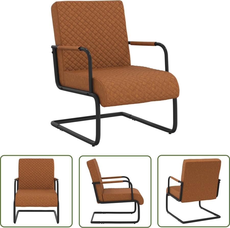 The Living Store IndustriÃle Stoel Matbruin Zwart 64.5 x 77 x 88.5 cm Kunstleer Metaal Industriële Stoel Kantoorsstoel Leren Stoel Bruine Stoel Zwarte Stoel - Foto 2