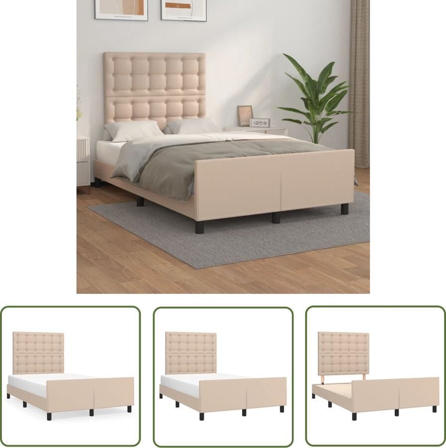 The Living Store Bedframe Cappuccino Kunstleer 203 x 126 x 118 128 cm Verstelbaar hoofdeind Stabiele poten Multiplex lattenbodem Geschikt voor 120 x 200 cm matras Bed Frame Kapstok Slaapcomfort Houten Bed Design Bed