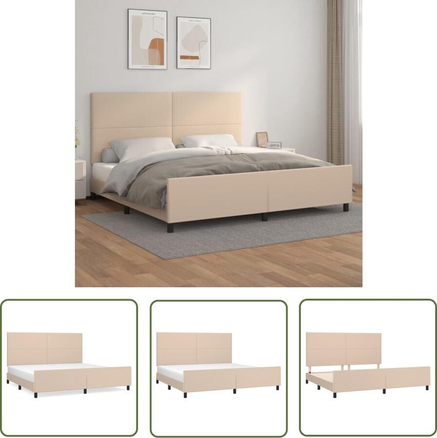 The Living Store Bedframe Cappuccino 203 x 206 cm Duurzaam kunstleer Verstelbaar hoofdeinde Multiplex lattenbodem Comfortabele ondersteuning Bed Frame Kapstok Slaapcomfort Houten Bed Design Bed