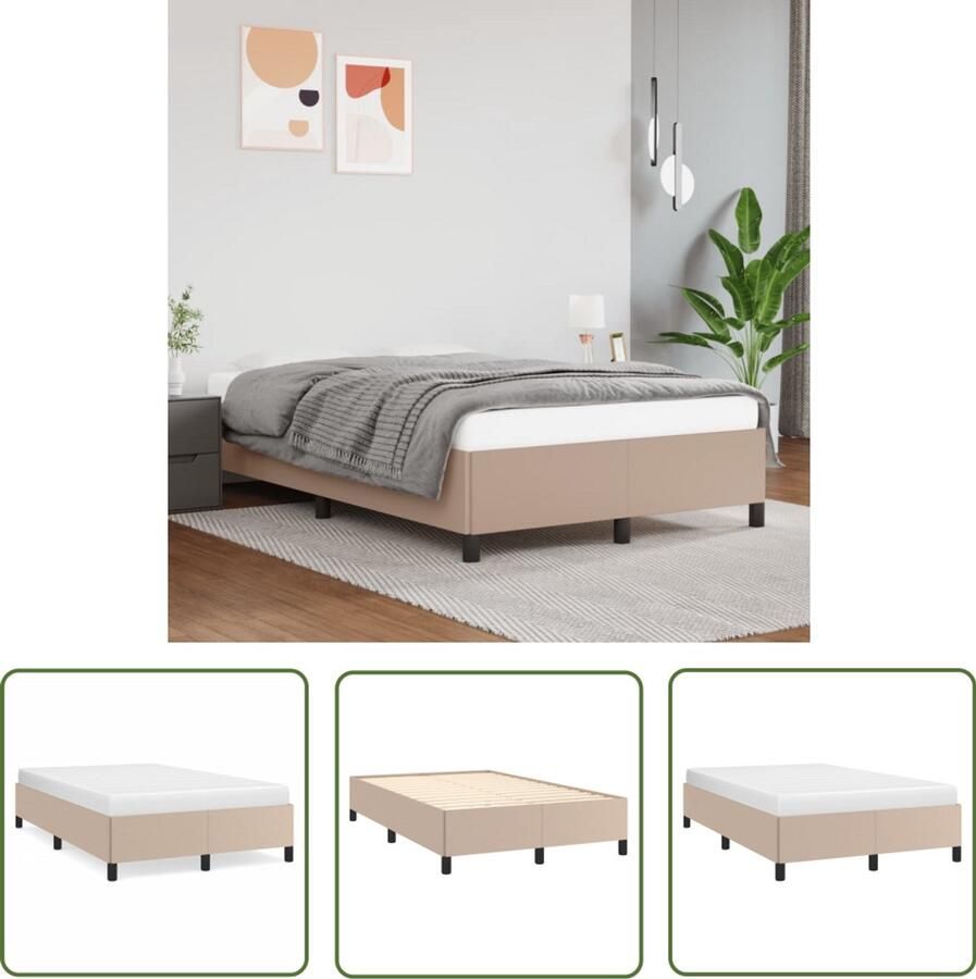 VidaXL Bedframe zonder matras 120x190 cm kunstleer cappuccinokleurig Bed Frame Kapstok Bruine Bank Design Bed Tweepersoonsbed