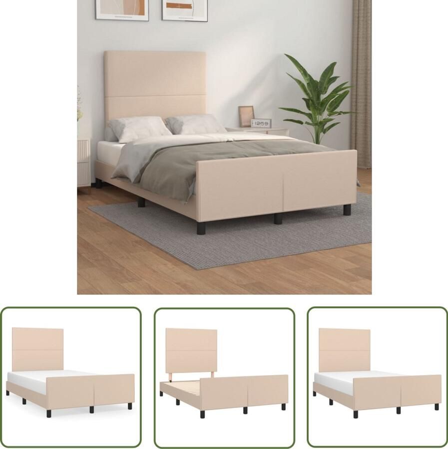 VidaXL Kapstok Bed Frame Bedframe zonder matras 120x190 cm kunstleer cappuccinokleurig Bruine Bedbank Houten Bedframe Tweepersoonsbed