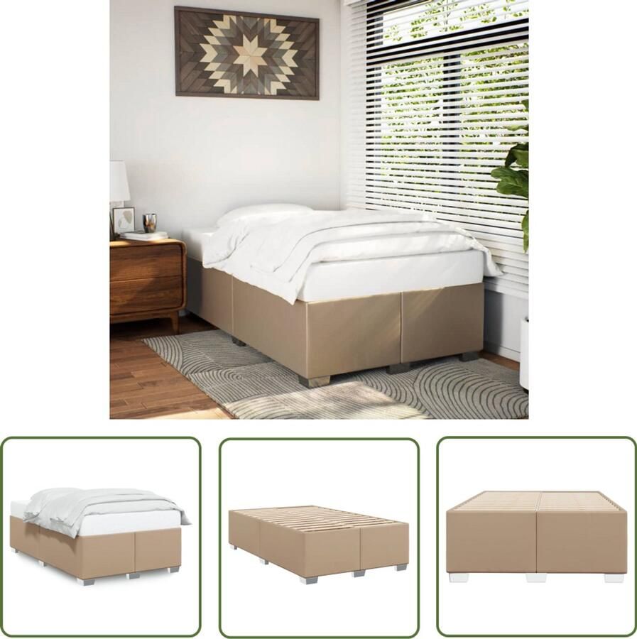 VidaXL Bedframe zonder matras 120x190 cm kunstleer cappuccinokleurig Bedframe Kapstok Kastdeur Hoofdbord Bedroom Furniture