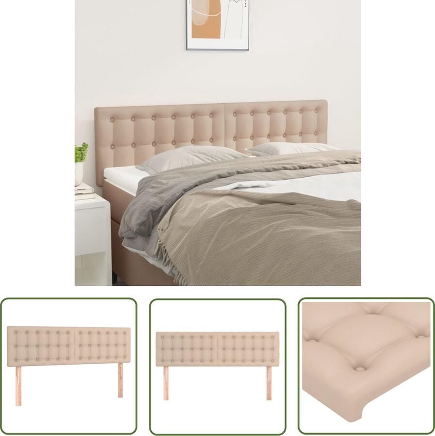 The Living Store Hoofdborden 2 st 72x5x78 88 cm kunstleer cappuccinokleurig Hoofd Bord Kapstok Bedroom Decoratie Bruine Meubels Leder Look