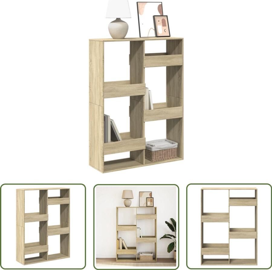 The Living Store Boekenkast 100x33x135 cm bewerkt hout sonoma eikenkleurig Boekenkast Kast Houten Boekenkast Sonoma Eiken Bibliotheekkast