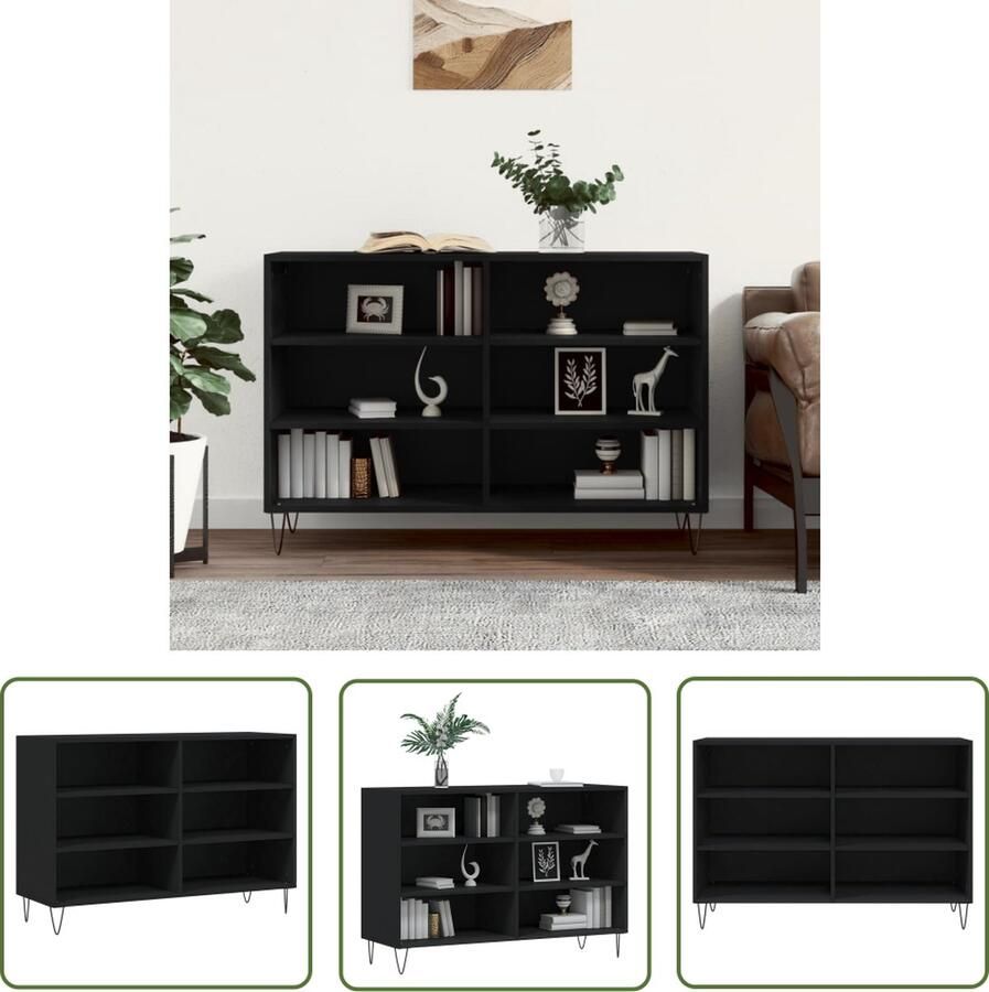VidaXL Dressoir 103 5x35x70 cm bewerkt hout zwart Dressoir Kast Houten Dressoir Black Furniture Living Room Furniture
