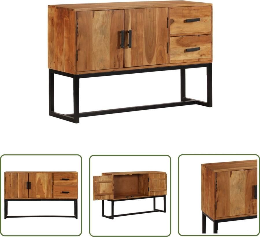 The Living Store Dressoir 110x30x70 cm massief acaciahout bruin Dressoir Kast Bruine Kast Acacia Houtsoort Landelijke Stijl