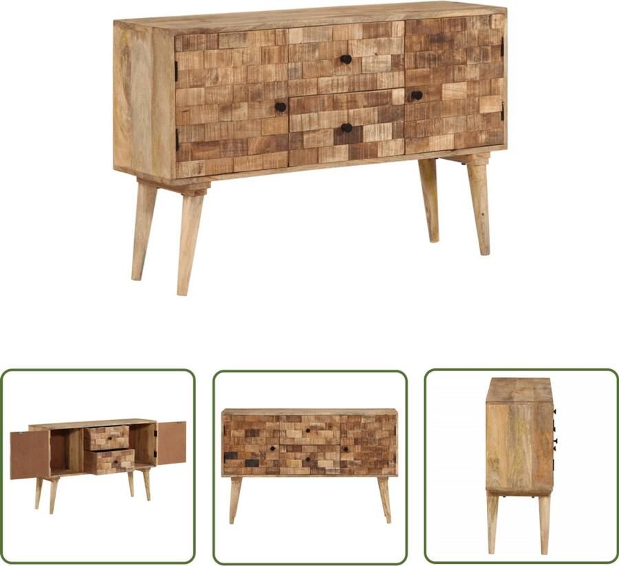 The Living Store Dressoir 110x30x70 cm massief mangohout Dressoir Kast Salontafel Mangohout Vintage