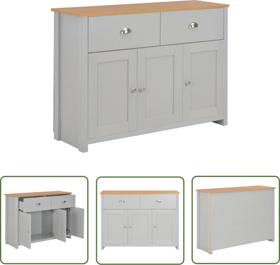 The Living Store Dressoir 112x35x81 cm grijs Dressoir Kast Opbergmeubels Salontafel Livingroom Meubilair