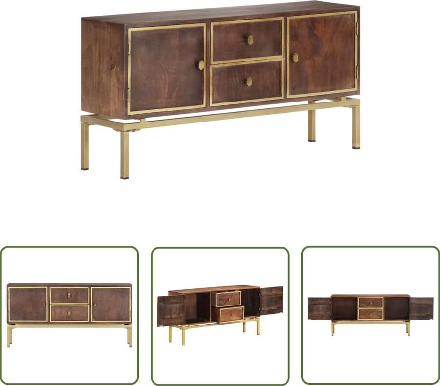 The Living Store Dressoir 120x29x60 cm massief mangohout Antiek Dressoir Mangohout Dressoir Vintage Kast Salontafel Opslagmeubels