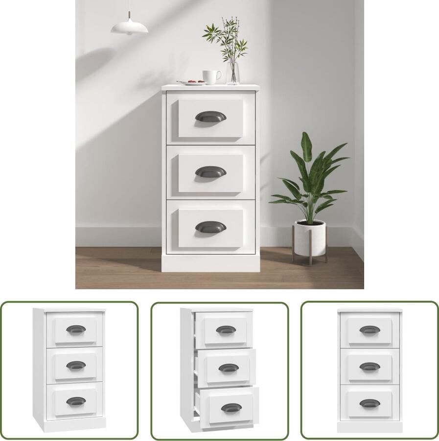 The Living Store Dressoir 36x35 5x67 5 cm bewerkt hout wit Dressoir Kast Bijzetkast Houten Dressoir Wit Dressoir