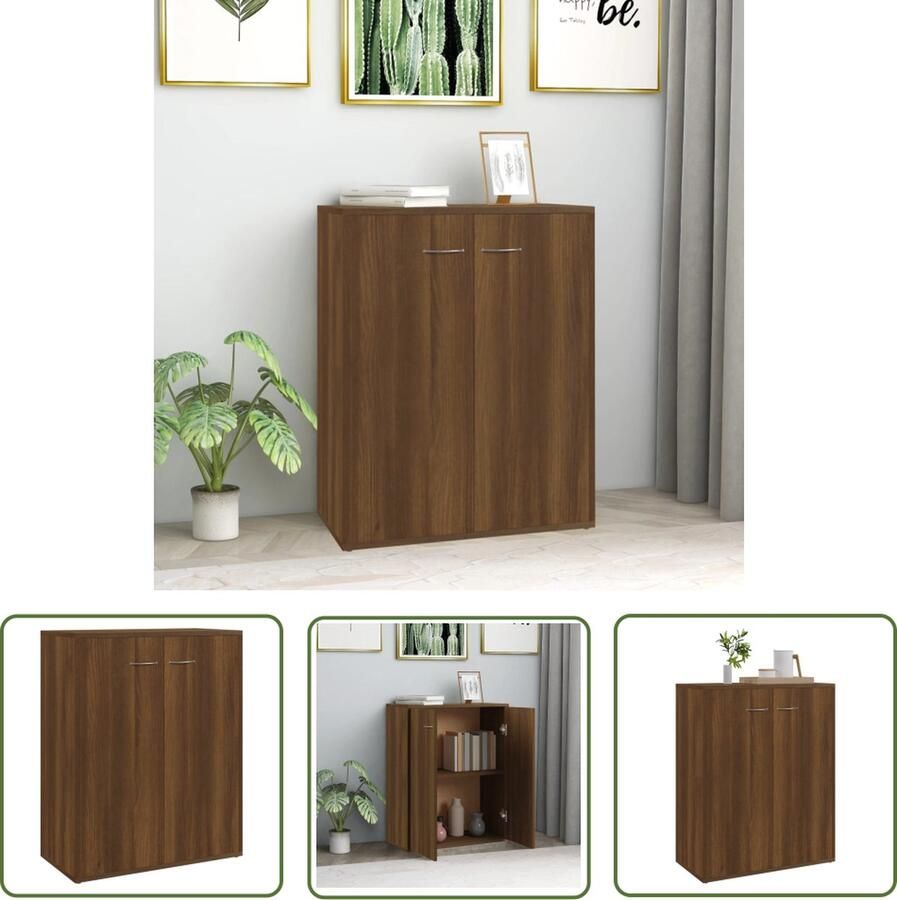 The Living Store Dressoir 60x30x75 cm bewerkt hout bruin eikenkleur Dressoir Kast Houten Dressoir Bruine Meubels Opbergmeubel